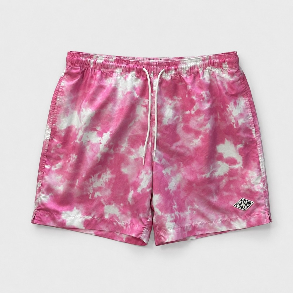 5" PacSun Swim Trunks Mens M Pink White Tie Dye Boardshorts Beach Pool Lined